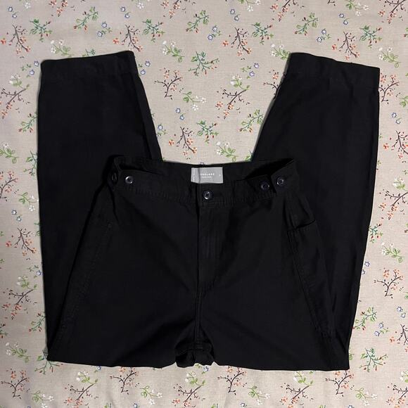 Everlane Fatigue Barrel Pants Linen Cotton Black Sz 4 High Rise Adjustable Waist - Picture 2 of 9